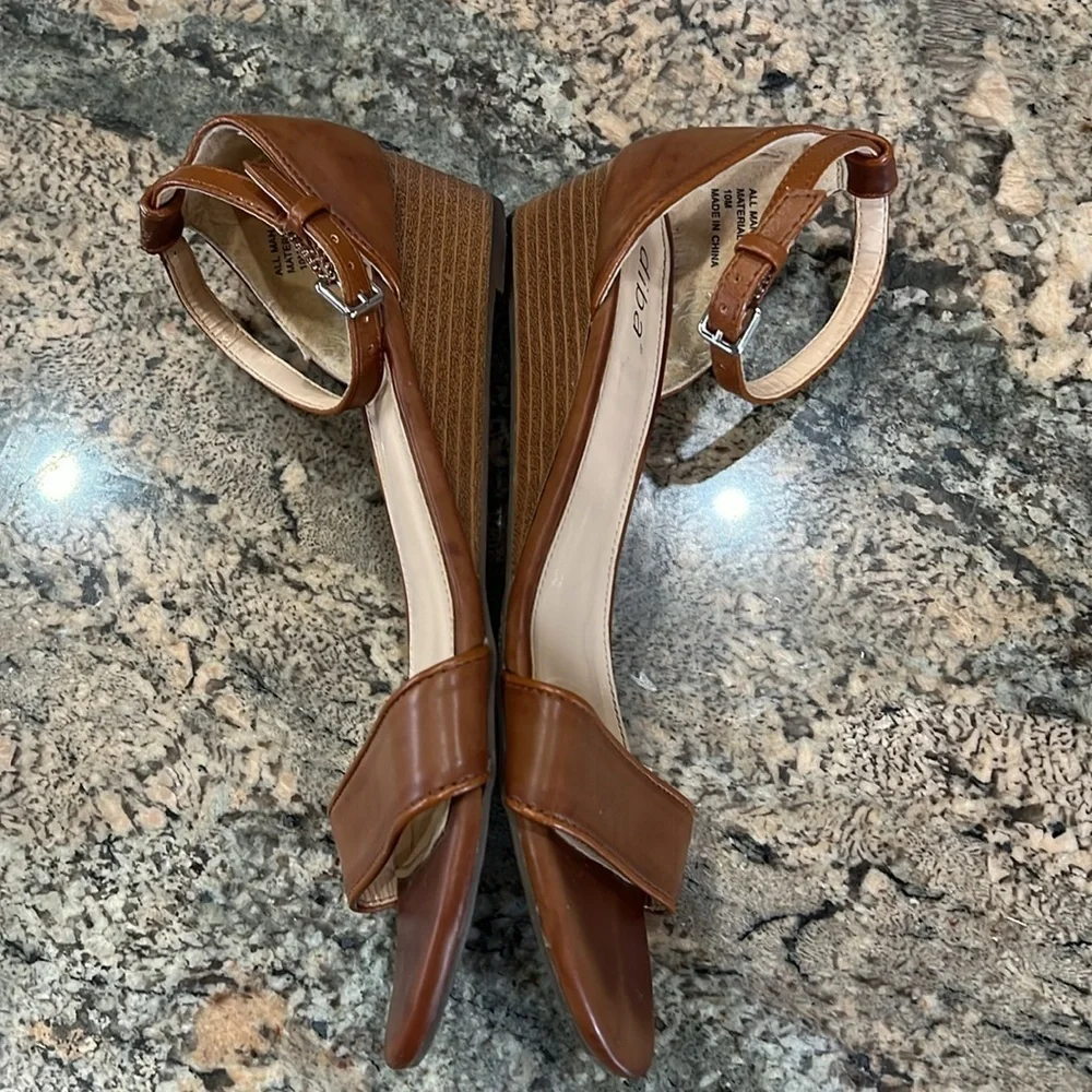 Diba Brown Wedge Sandals with Adjustable Straps